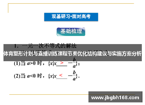 体育塑形计划与直播训练课程节奏优化结构建议与实施方案分析